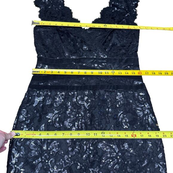 Tadashi Shoji Embellished Metallic Lace Sheath Dress Sz 12 Whimsigoth Witchy - Picture 8 of 9